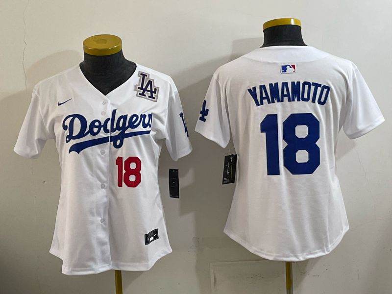 Women 2026 Nike Los Angeles Dodgers #18 Yamamoto White Game MLB Jersey 09